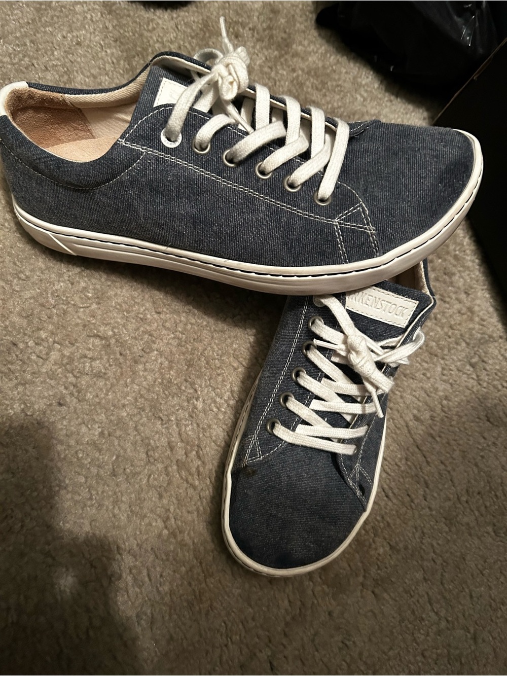 Birkenstock Men's Dark Blue Canvas Low-Top Sneakers